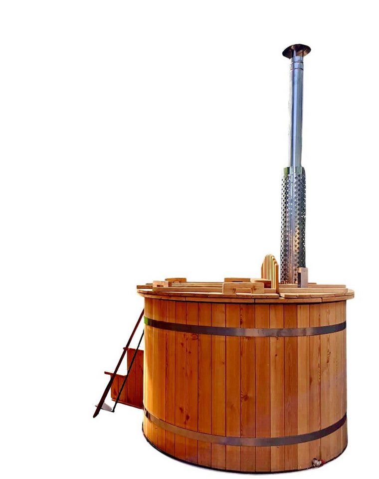 JVmoebel Whirlpool Holz Badefass mit externem Ofen für Garten und Wellness