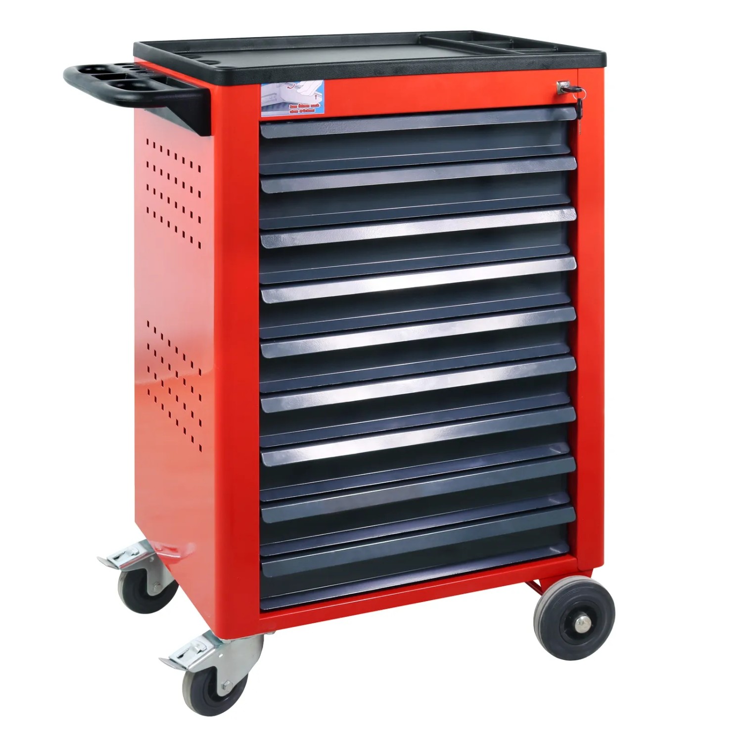 PROREGAL Werkstattwagen Cheetah 9 Schubladen HxBxT 96 x 61 x 45 cm Verkehrsrot