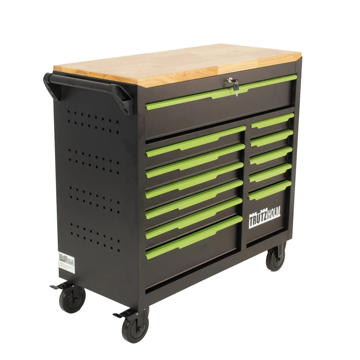 TRUTZHOLM Werkstattwagen Star XL Unbestückt 103 x 112 cm Stahl 12 Schubladen Schwarz Grün